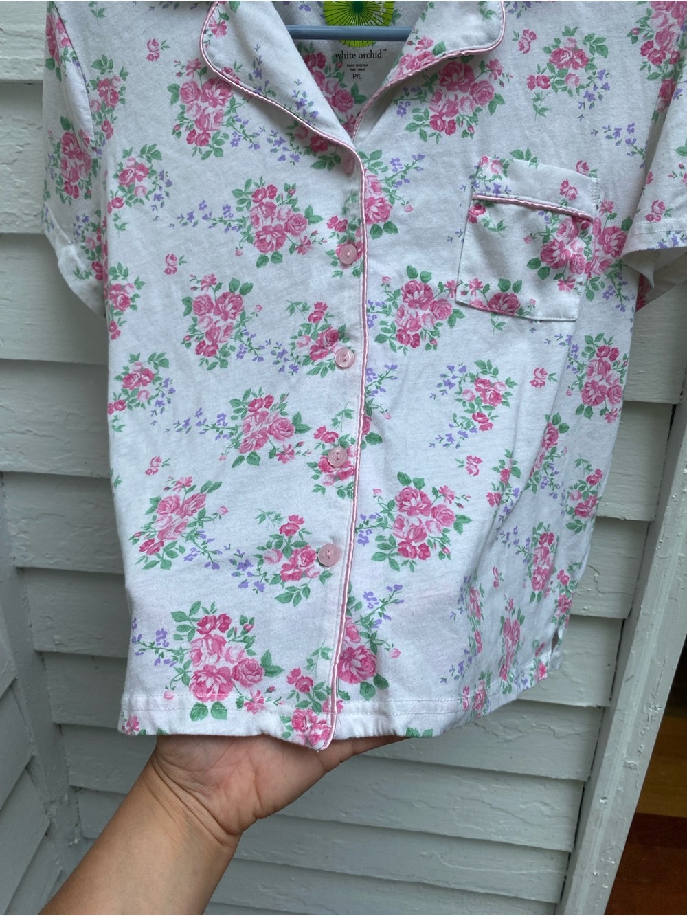 Women's Pink Floral Short-Sleeve Pajama 2 PC Set - Picture 4 of 12
